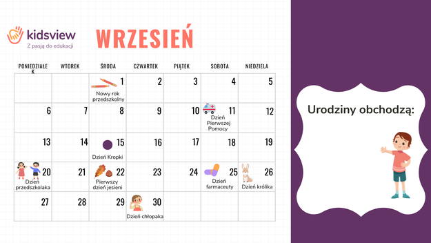 główny obrazek do Kalendarz nietypowych świąt (wrzesień) - dla nauczyciela przedszkola